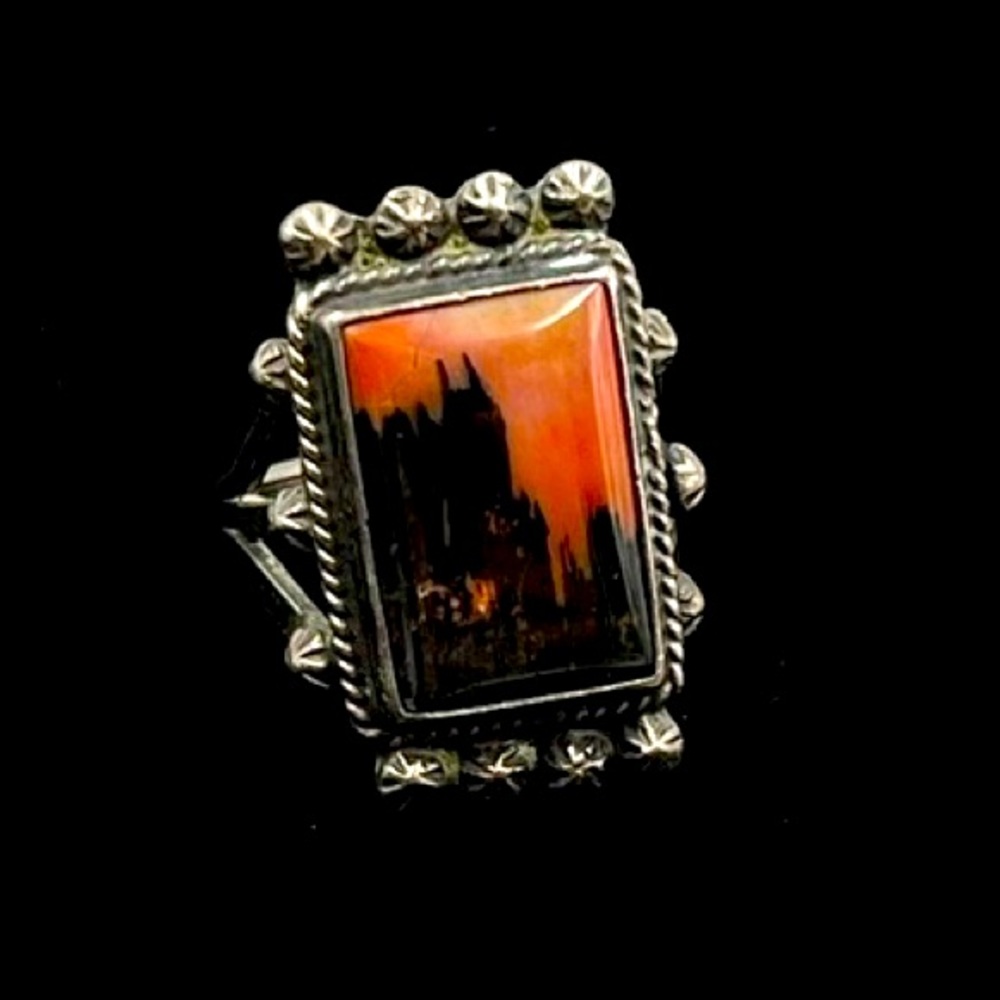 Vintage Horizon Landscape Scenic Stone Ring